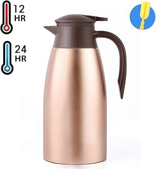 68oz Coffee Carafe Airpot Insulated Coffee Thermos Urn Stainless Steel Vacuum Thermal Pot Flask for Coffee, Hot Water, Tea, Hot Beverage - Keep 12 Hours Hot, 24 Hours Cold -Gold