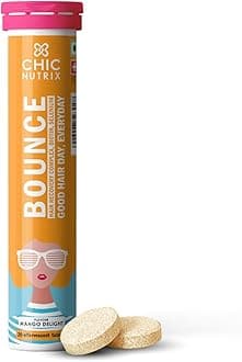 Bounce | 20 Mango Flavoured Effervescent Tablet | Biotin with Selenium and Amino Acids - Hair Fall & Hair Growth Management – Thick Hair - Frizz-Free Hair- Hair Fall Control Supplement