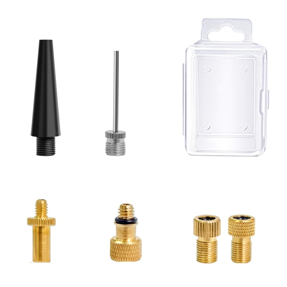 7 Pack Presta Valve Adapter, Bicycle Pump Adapter,Inflation Adapter Set Air Pump Compressor in Mini Box for Air Pump/Ball Pump Needle/Compressor Adapter SV AV DV for Bicycles and Sports Balls