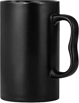 20 oz Large Coffee Mug, Plain Black Diner Coffee Mugs,Tall Ceramic Super Big Beer Cups with M Handle for Latte,Cappuccino,Milk,Cocoa Idea Gift for Men Women Office Work Matte Black