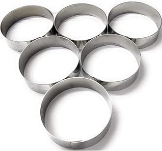 HASN TRADERS Stainless Steel Baking Ring for Burger/Buns 4 Inch Round-6 Piece (Pack of 6) (4 inch Ring)