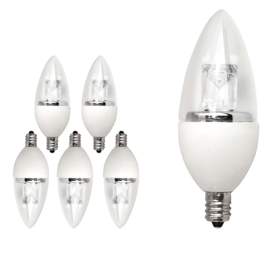 Alfa Lighting LED E14 Torpedo - 40 Watt Equivalent (5W) Soft White (2700K) Dimmable Candelabra Base Light Bulb - 6 Pack [Energy Class A]