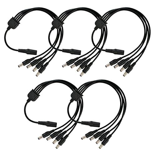 TNTE CCTV DC Power Adapter Connector Splitter for Security Device DVR Camera BNC Cable (Splliter (5 Pack))
