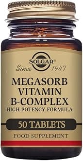 Megasorb Vitamin B-Complex Tablets - Pack of 50 - High Potency and Absorption - Improved Energy and General Vitality - Vegan and Gluten Free
