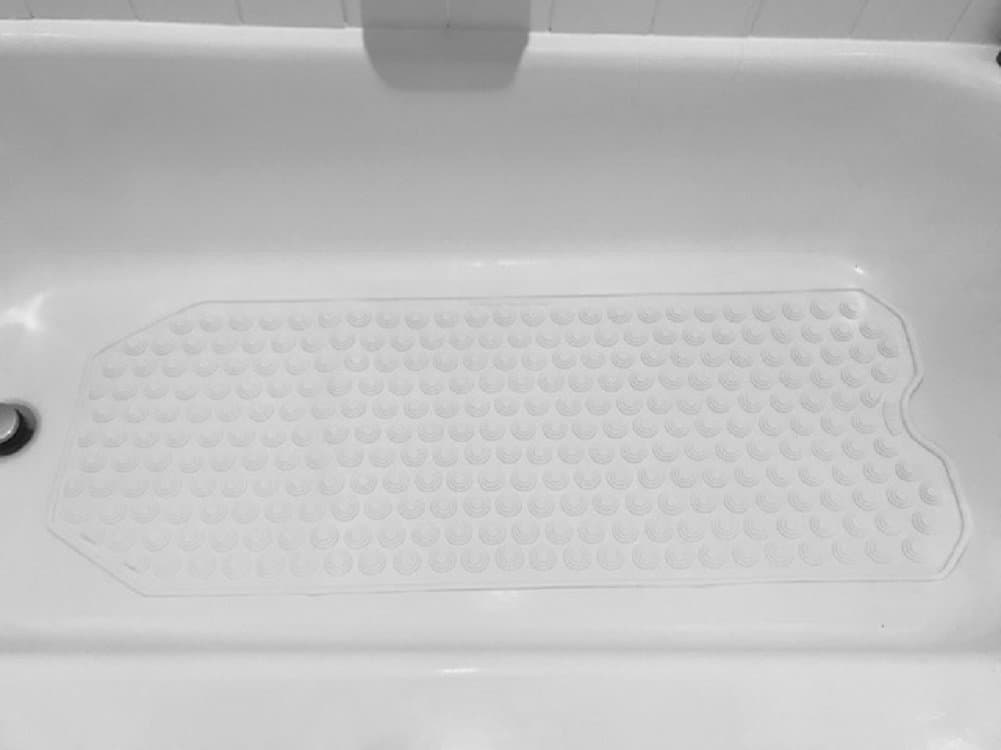 Non Slip Bath Mat NO Suction Cups for Refinished Reglazed Tub White 41" x 15