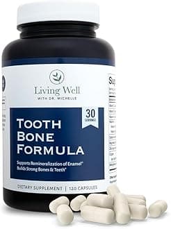 Living Well with Dr. Michelle Tooth & Bone Formula - Supplement with Calcium for Bone Strength & Tooth Enamel Support, D3 + K2, 120 Capsules, Non-GMO, Gluten-Free