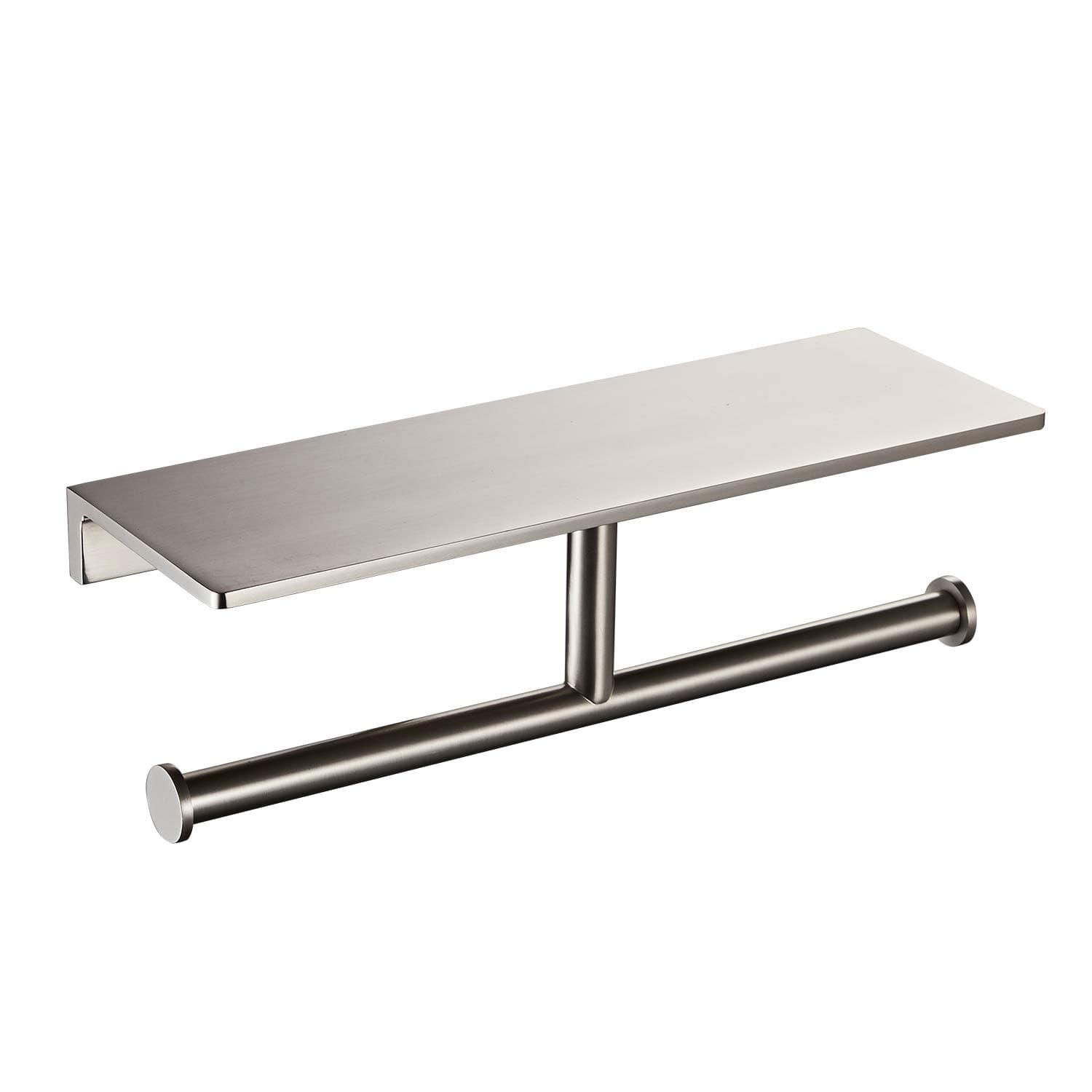 Double Roll Toilet Paper Holder with Shelf Solid Brass and Superior Hotel Style Tissue Dispenser Spared Storage Polished Nick Finish