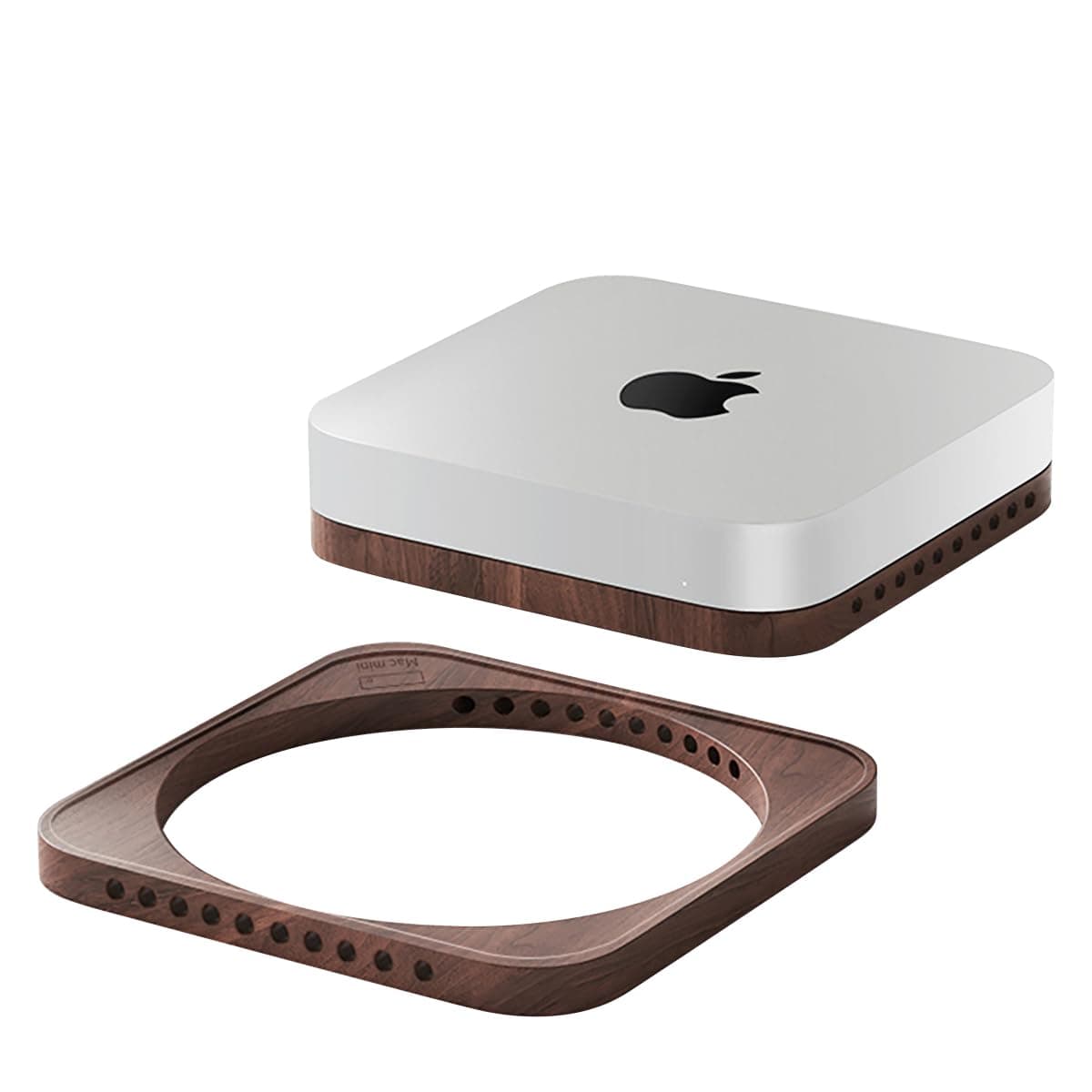 Black Walnut Desktop Stand is Suitable for Mac Mini and Mac Studio, and The Heat Dissipation and dust Proof Base is Suitable for M1 M2 Host Accessories (Second Generation Upgrade Anti Slip)