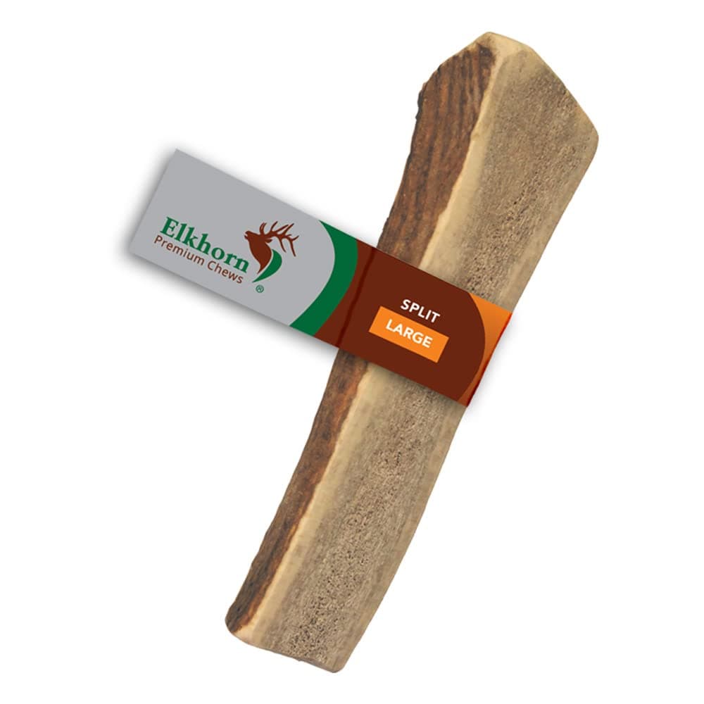 Large Split Single Pack (for 30-50 lb Dogs) Premium Grade Elk Antler for Dogs (1 Piece) Sourced in the USA