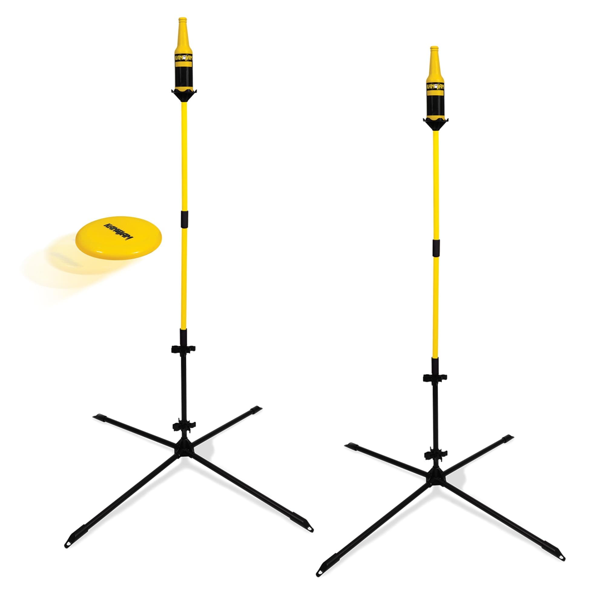 Disc Toss Game - Black/Yellow, Plastic - Quick Snap-Together Setup for Yard Games - Durable Steel Poles & Wide Bases for Lawn Games - Compact Carry Bag for Camping