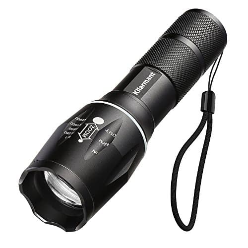 Kllarmant Flashlights, T6 Led Flashlights Atomic Beam Flashlight Tactical Flashlight Focus Zoomable Torch Adjustable with Luminous Ring (Black)