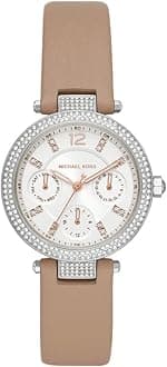 Michael Kors Parker Watch for Women, Chronograph Movement with Stainless Steel or Leather Strap
