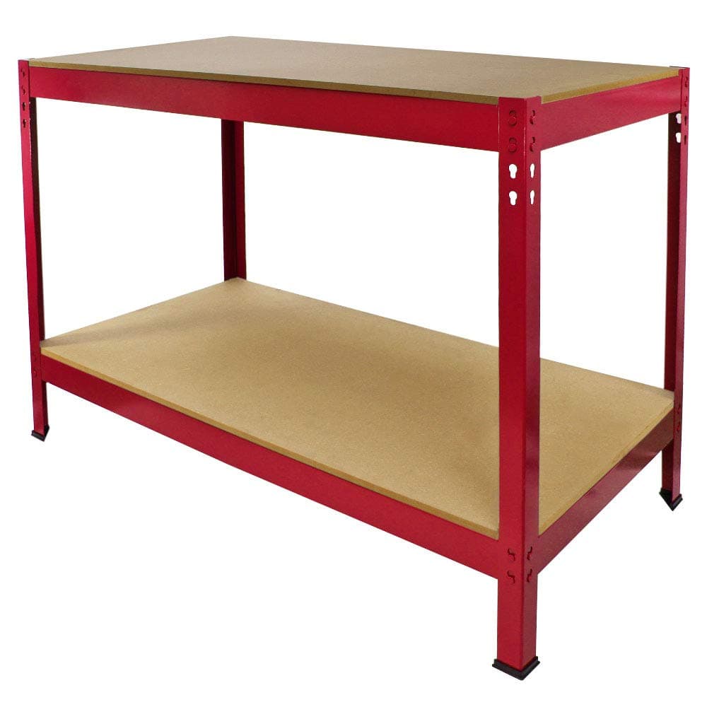 Monster Racking Work Bench Garage Metal Storage Shelving DIY Tools Heavy Duty Workbench Table Workshop Shed / 2 Shelves 90cm x 120cm x 60cm Red