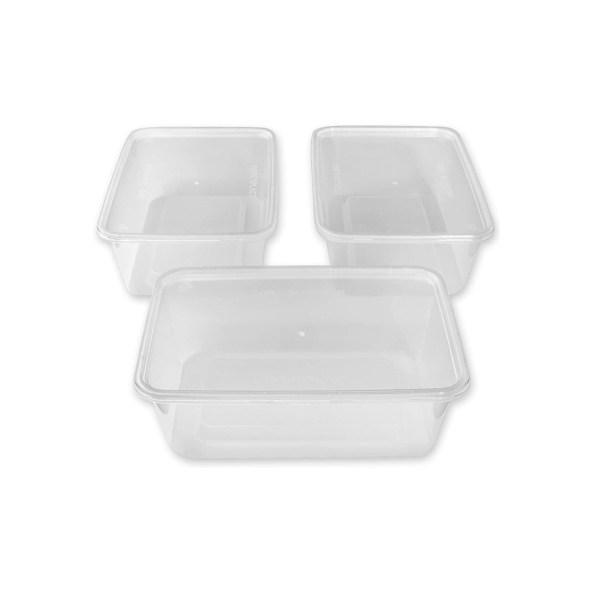 We Can Source It Ltd 50 x 1000ml Plastic Microwave & Freezer Safe Food Containers with Lids - BPA-Free, Reusable, Takeaway Meal Prep Containers - Catering Grade Food Storage Boxes for Home & Business