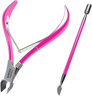 Professional Cuticle Trimmer with Cuticle Pusher Nail Cuticle Remover Nipper Silver Stainless Steel Sharp Blades Manicure Tools with Double Spring Nail Care Pedicure Nail Tools Home Spa (Pink)