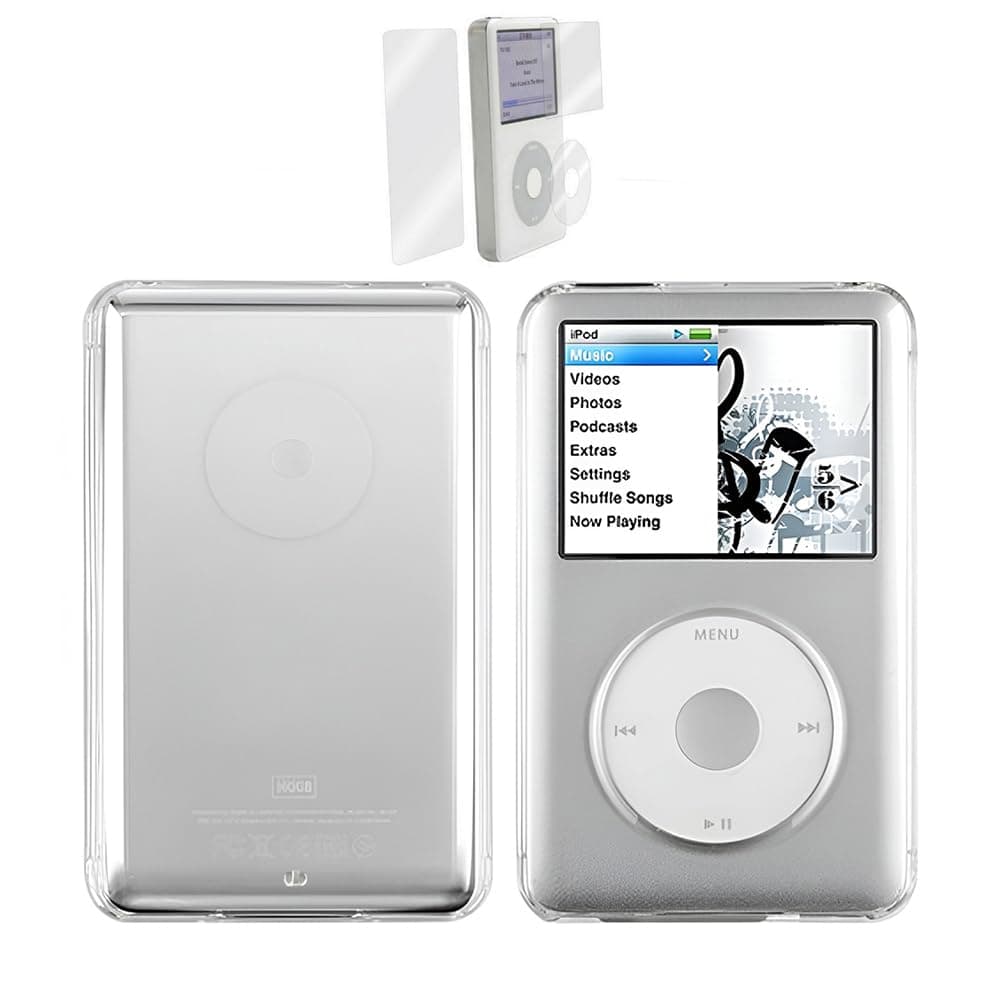Apple iPod Classic 6th 7th 80GB Clear Hard Snap On Case Cover 120GB Thin 160GB 2009 Release + Screen Protector (10.5mm Thin Version)