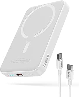 Baseus for MagSafe Portable Charger,10000mAh Wireless Magnetic Power Bank with Type-C Cable 20W PD Charging, Slim Phone Battery Pack for iPhone 16/16 Pro/16 Pro Max, iPhone 15/14/13/12 Series(White)