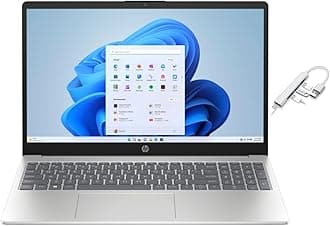 15.6"" FHD Laptop | AMD Ryzen 5 7520U（Beat i7-1255U | Integrated AMD Radeon Graphics | 16GB RAM DDR5 | 256GB SSD | Windows 11 Home | Bundle with USB 3.0 Hub, Silver