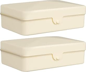Dukal DawnMist Ivory Plastic Soap Box, Durable & Compact, Pack of 2 – Perfect for Travel, Bathroom, or Gym Use, Leak-Proof Design, Keeps Soap Dry and Clean