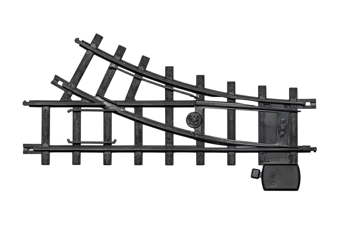 Ready-to-Play Left & Right-Hand Interchange Model Train Track Pack – Black 2-Rail Plastic Ready-to-Play Expansion Track for Battery-Powered 1:24 Scale Train Sets, Ages 4+