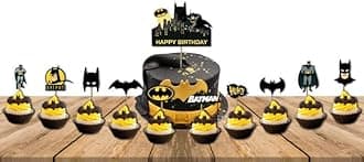 Festiko® Superhero Birthday Party Supplies for Kids, Superhero Party Decorations, Birthday Decorations Combo Cake Topper,Cup Cake Toppers
