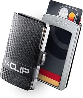 I-CLIP: Over 3 million users worldwide! Ultimate Slim Wallet from Germany Original Cowhide Leather Holds up to 12 Cards and 20 Bills / Genuine Leather Card Holder Money Clip Wallet, Carbon Black x