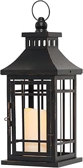 NEEDOMO Decorations Indoor, Outdoor Led Lanterns Decorative for Table Centerpieces, Vintage Metal Hanging Candle Holder, Home Decor, Wedding, Party, Living Room, Patio, Porch