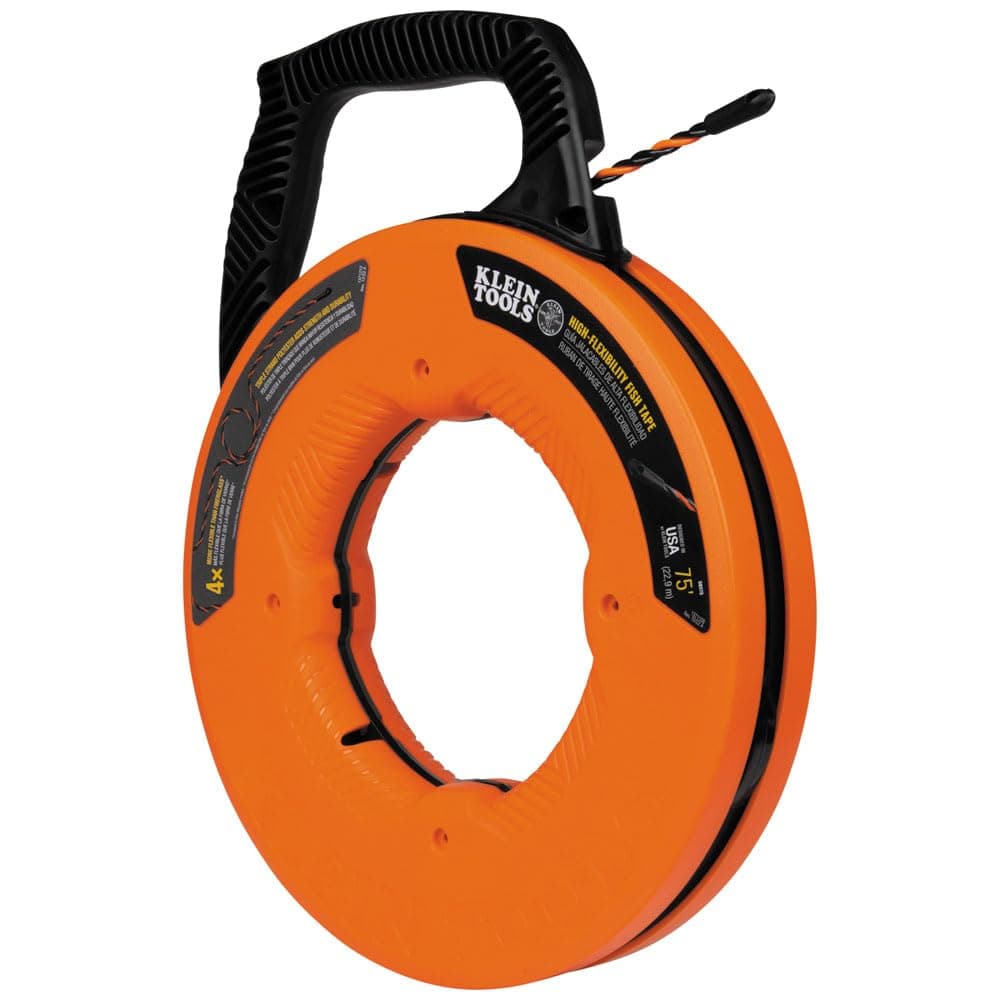Klein Tools 50375 75-Foot Fish Tape, Hi-Flex Polyester, Electrical Wire Pulling Solution for Flexibility and Strength