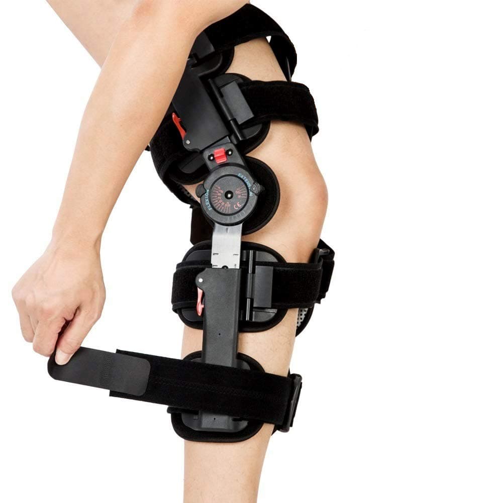 Hinged Knee Brace Rom, Knee Support for Torn Acl, Meniscus Tear, Pcl, Surgery Recovery, Adjustable Post Op Knee Immobilizer, Leg Stabilizer for Man and Women