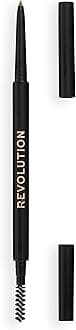 Makeup Revolution Precise Brow Pencil, Double-Ended, Ultra-Fine Pencil Tool, Includes Spoolie, Brown