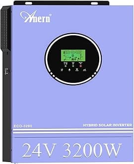 Anern 3200W Hybrid Solar Inverter Off-Grid Pure Sine Wave Inverter 24V DC to 220-240V AC, Built-in 80A MPPT Solar Charge Controller, Work with Lithium Lead-Acid Gel Battery