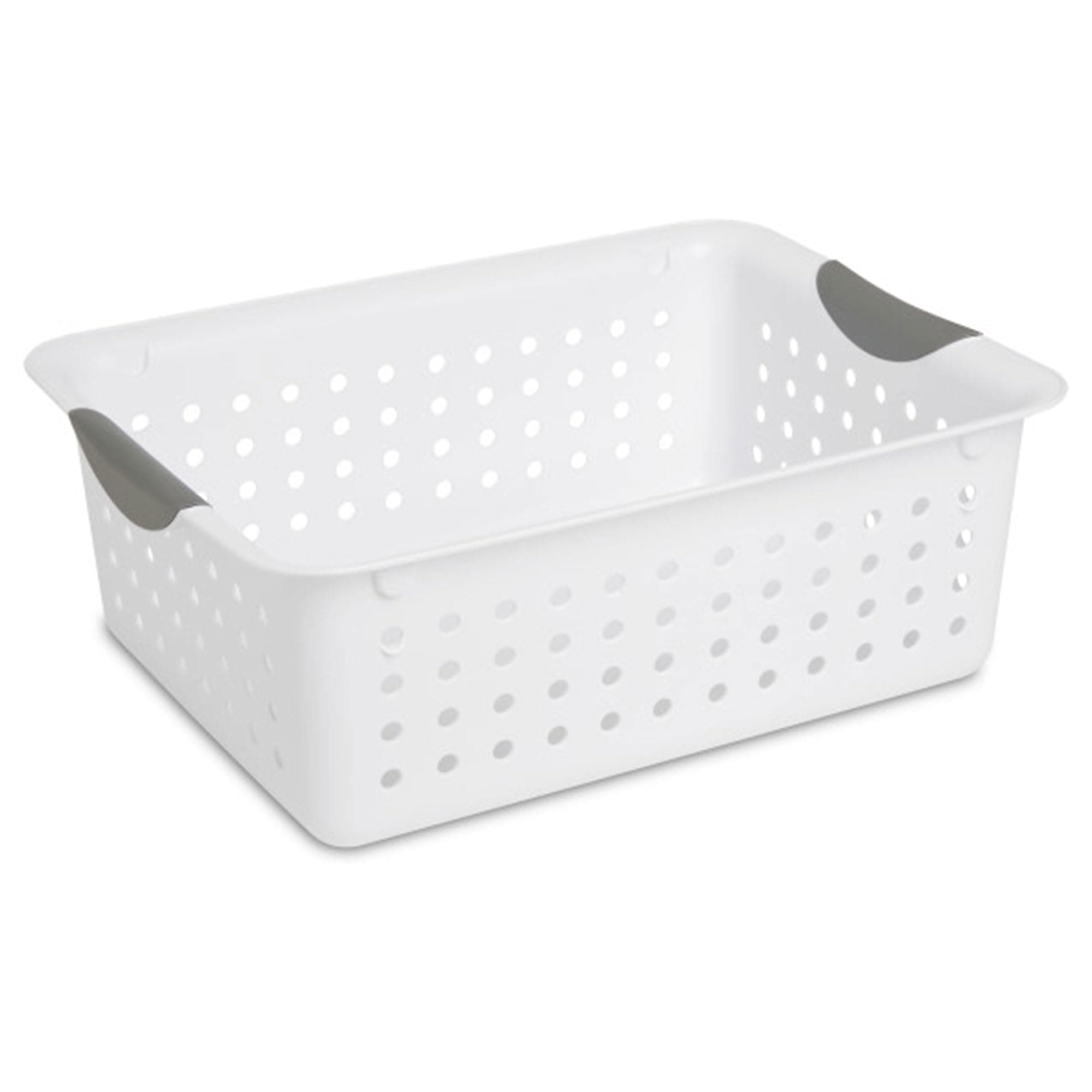 12-Pack Medium Ultra Basket, Open Top Plastic Storage Organizer, White - Classic Baskets for Organizing Countertops, Pantry Shelves, Kitchen Cabinets, Laundry Rooms or Home Offices