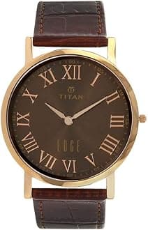 Titan Edge Quartz Analog Brown Dial Brown Leather Strap Watch for Men - NT1595WL03