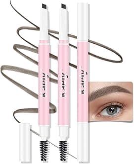 AMY'S DIARY3pcs Eyebrow Pencil Retractable Definer, Black brown, Dual-Sided Brow Brush, Fine Tip, Shapes, Defines, Fills Brow Makeup Flapiz Para Cejasills (Black brown)