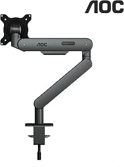 AOC AM400G Single Monitor Stand - Full Adjustable Monitor Desk Mount Swivel Vesa Bracket with C Clamp, Grommet Mounting Base for 17 to 34 Inch Computer Screens - Each Arm Holds 4.4 to 19.8lbs
