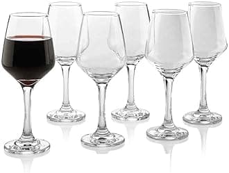 Ash & Roh® Ideal for White or Red Party Wine, Whisky Wine Clear Glass (Cut Wine Glass, Pack of 6)