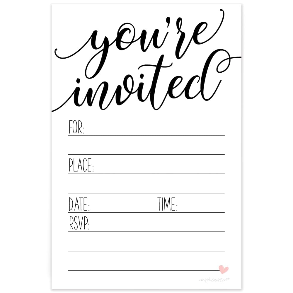 m&h invitesClassic Script Invitations (20 Count) with Envelopes - Sweet Heart Design