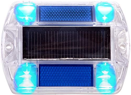 2 Pack Blue Polycarbonate Solar Powered Outdoor Road Stud Deck Dock Pool LED Light