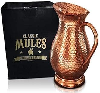 Pure Copper Pitcher - Extra Large 70 oz - Hammered Copper Water Jug for Ayurveda Health - No Inner Liner