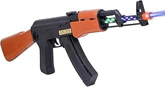 AGAS Musical Toy Gun with Flashing Lights, Pretend Play Gun Toy with Vibrating Body Guns & Darts, No Bullets Required. (AKM)
