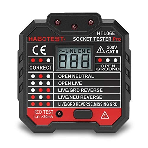 Senders Socket Tester, Automatic Electric Outlet Tester with LCD Display Neutral Live Earth Wire Testing RCD Tester, UK Plug
