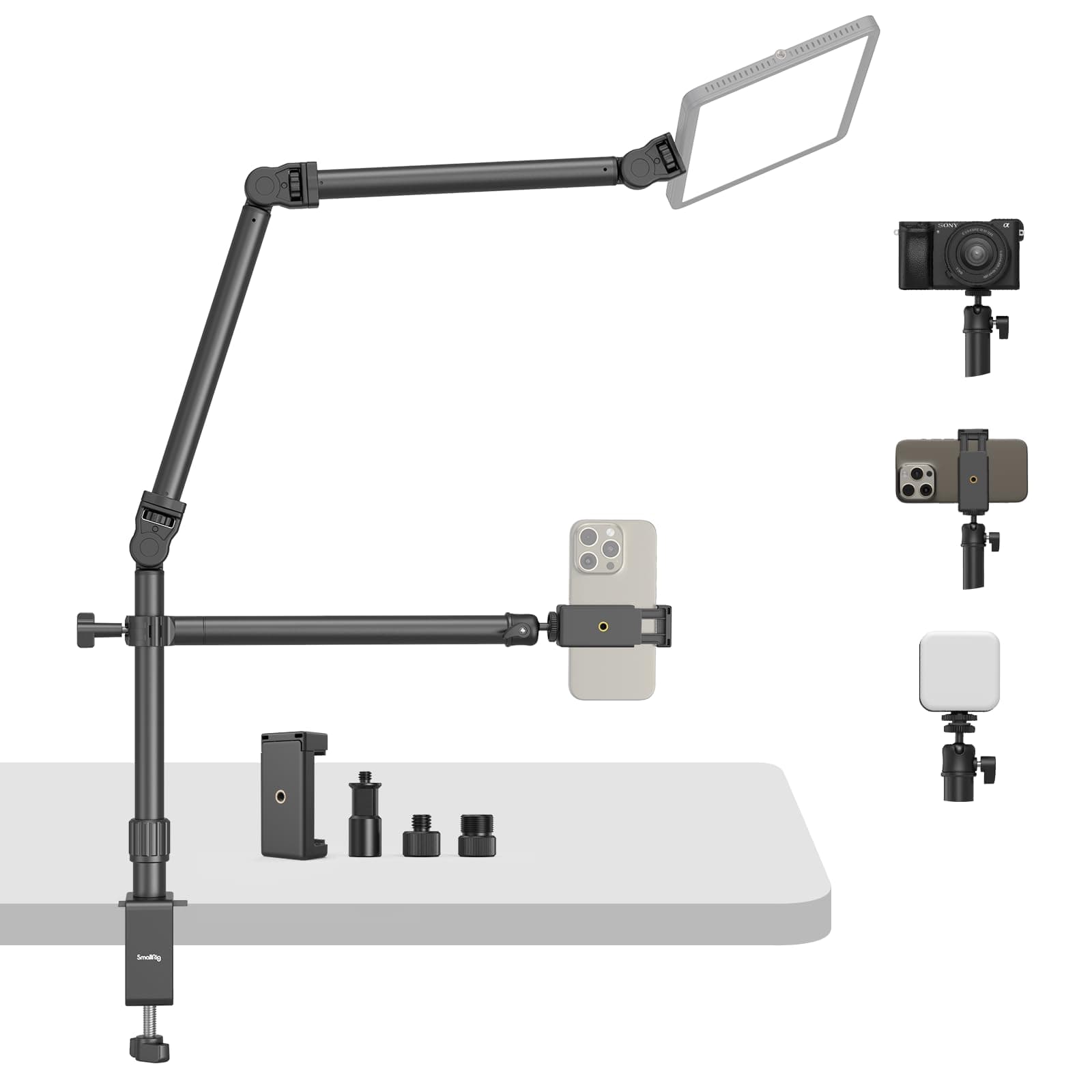 Live Desktop Camera Bracket, Camera Desk Mount Stand with Flexible Arm with 360° Rotatable Ball Head, Tabletop C Clamp for Photography Videography Live Stream-4456