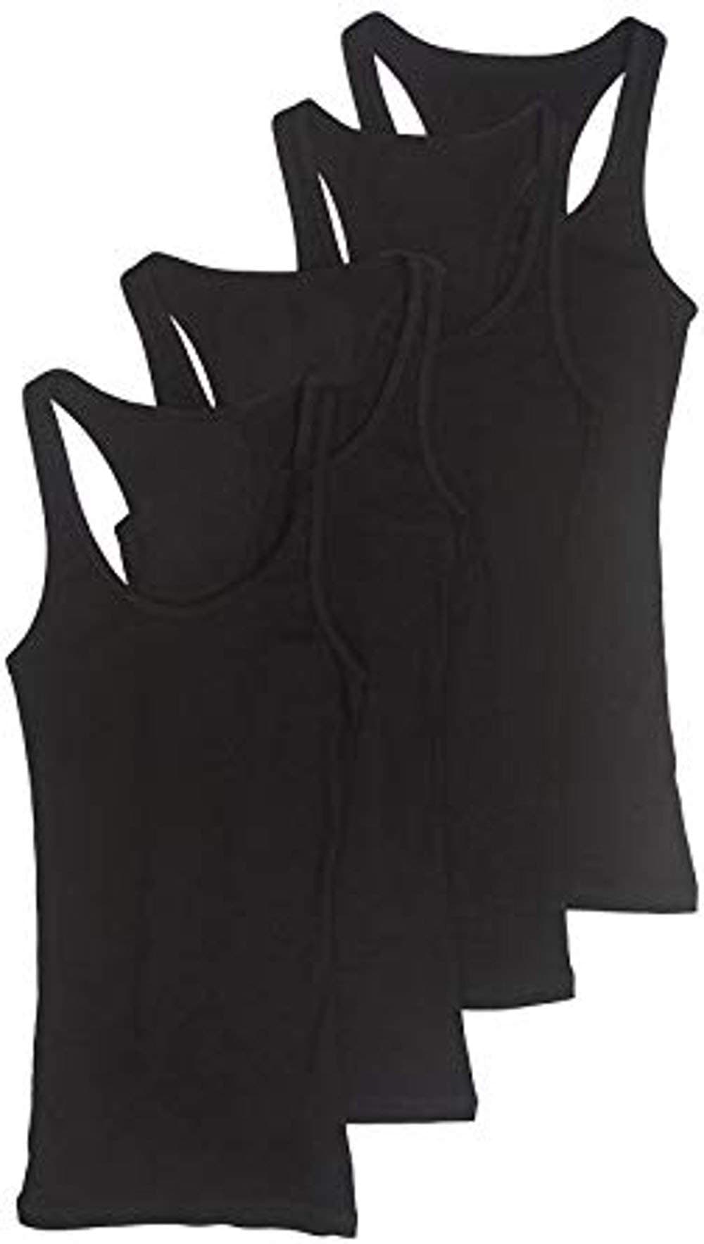 Womens 4 Pack Basic Ribbed Racerback Tank Top 4 Pack- Black Black Black Black Small