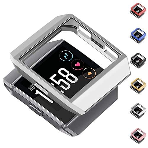 greatgo Compatible Fitbit Ionic Case Protector Soft Shock Proof Protective Slim Frame Durable Cover Accessories for Ionic smartwatch Women Men (Classic Silver)