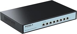 SODOLA 8 Port 10Gb Easy Web Managed Switch, 8 x 10G RJ-45 Ports, 160Gbps Bandwidth, Support LACP, VLAN, QoS, 10G/5G/2.5G/1000M/100M Auto-Negotiation, Multi-Gigabit Managed Ethernet Switch