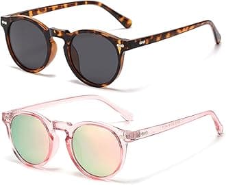 Gleyemor Kids Polarized Cute Round Sunglasses for Kids Girls Boys Age 3-8