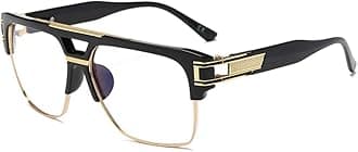 Square Sunglasses for Men Classic Oversized Sun Glasses Retro Semi Rimless Gold Alloy Frame UV400