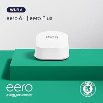 Amazon eero 6+ mesh wifi router with 1 month free eero Plus (auto-renews) - Coverage up to 1,500 sq. ft., Connect 75+ devices, 1-pack