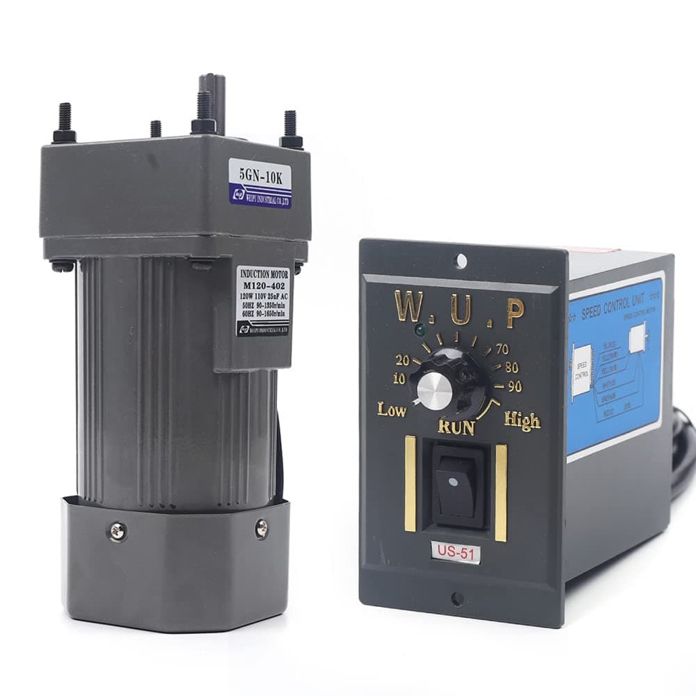 Variable Speed Geared Motor, 110V AC Gear Reduction Motor Adjustable Single-Phase High Torque Electric Gear Motor with Speed Controller 0-135RPM 120W 10K(Reduction Ratio 1:10)
