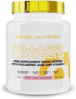 Collagen Xpress – 15g Collagen per Dose – Gluten-Free, Sugar-Free Lactose-Free – with Vitamin C & Hyaluronic Acid, 475 g, Fruit Punch